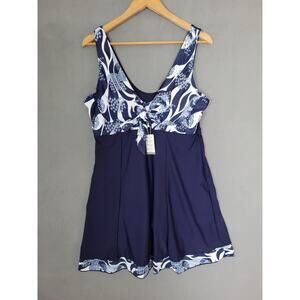 Summermae Women's One Piece Swimsuit Dress Built-in Swim Shorts XXL